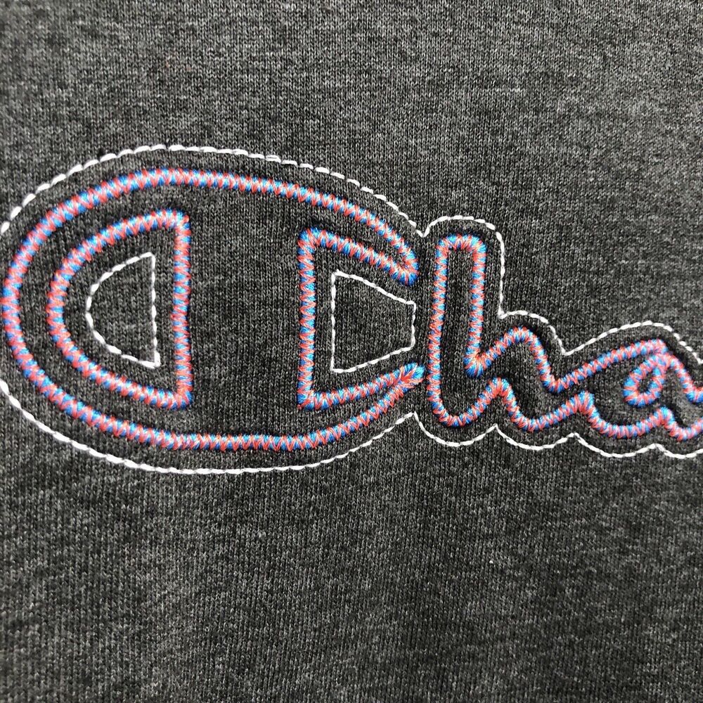 Champion Plus Size 2XL Script Gray Hooded Hoodie Pullover Sweatshirt - Picture 6 of 12